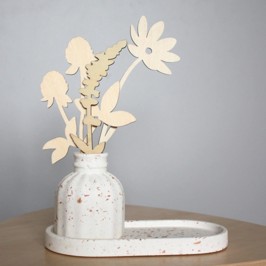 Vase de fleurs éternelles et support | Terrazzo